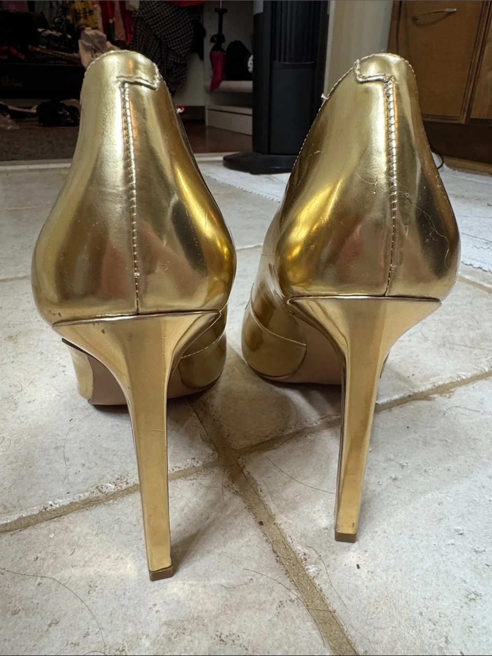 Nine West Metallic Gold Pointed Toe Pumps